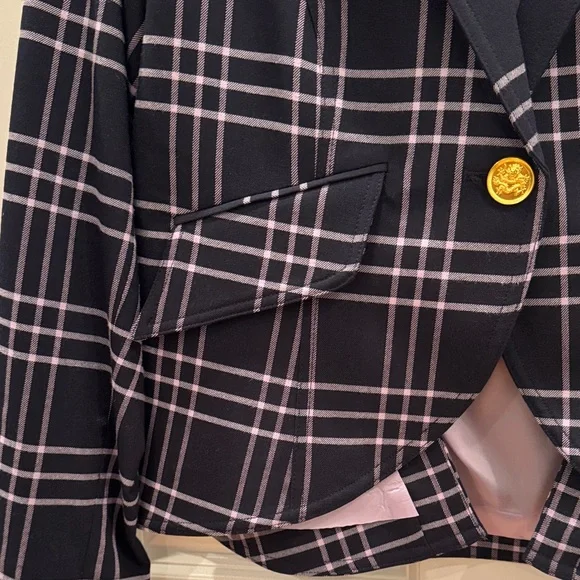 Smythe One Button Blazer - Navy and Lilac - Picture 4 of 5